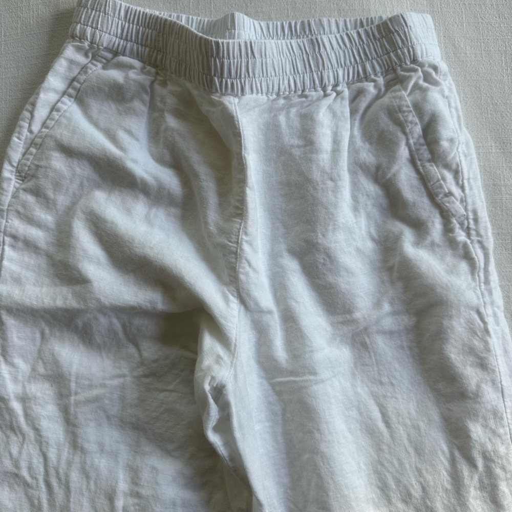 White kids Crew Cuts Linen Pants
